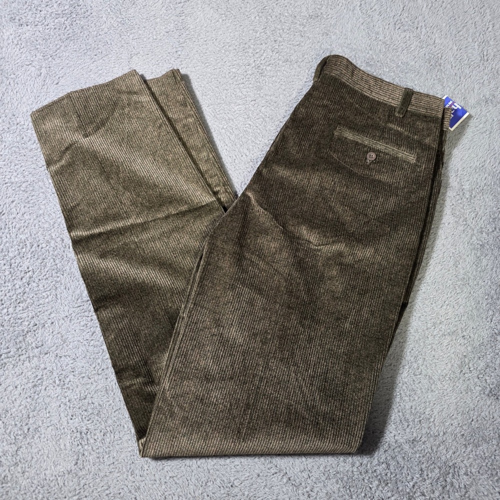 Ellesse Mens 34 36X37 Bronson Corduroy Pants Olive Green Vintage Pleated Trouser